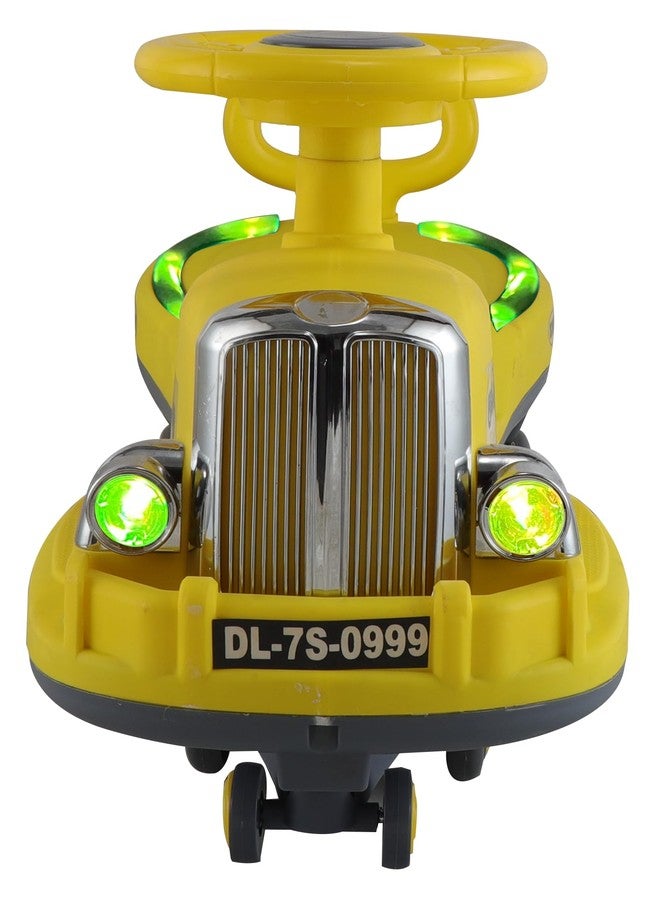 JoyRide Glamour DLX Light-Up Magic Car - Easy Glide Ride-On Toy for Kids | LED Lights, Music & 360° Swivel Wheels | Push Swing Car for Indoor/Outdoor Fun Ages 2+ Years (Yellow) - Image 1